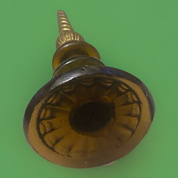 Ornate Decorative Brass And Iridescent Glass Finial Paperweight 6"H x 2.5" - Picture 3 of 4